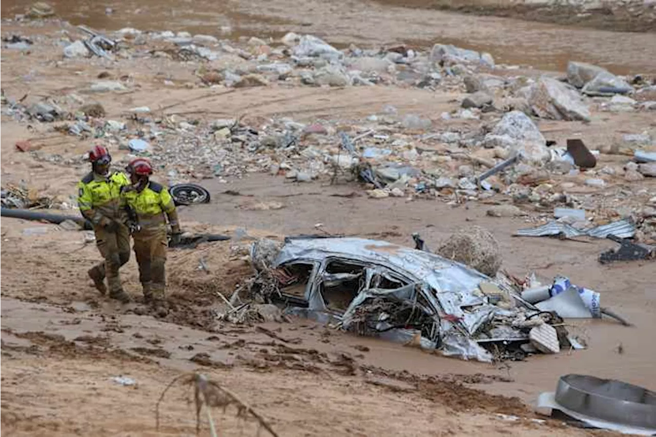 A crowd of Spain's flood survivors toss mud and shout insults at King Felipe VI