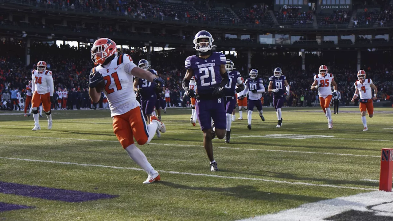 Aidan Laughery rushed for 3 TD's bowl-bound No. 22 Illinois tops Northwestern 38-28 to reach 9 wins.