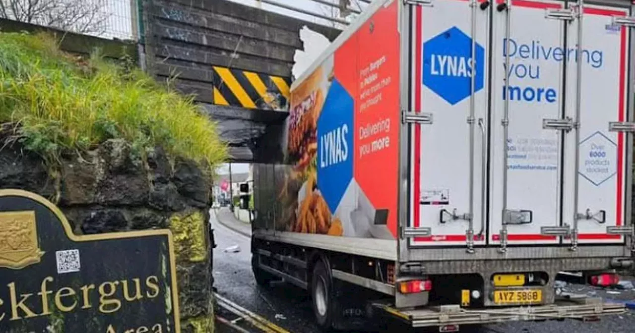 Live: Disruption after lorry crashes into bridge in Co Antrim
