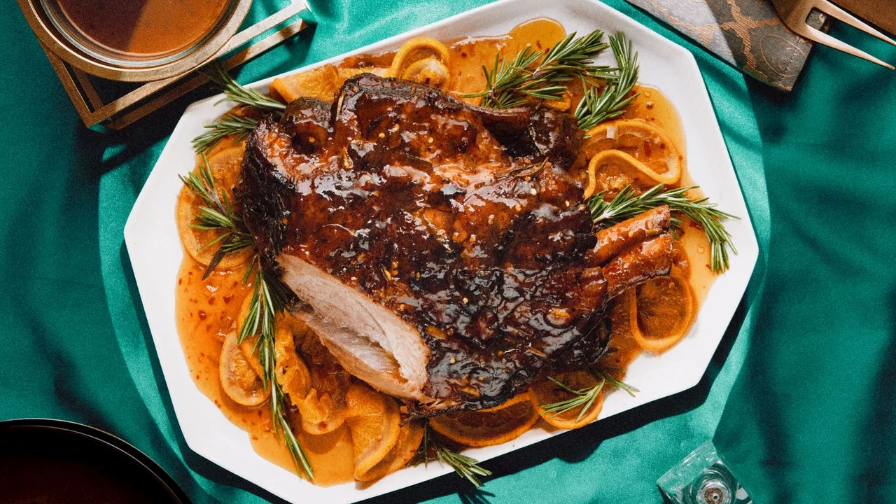 Winter Celebration with Orange Marmalade and Rosemary Glazed Pork Shoulder