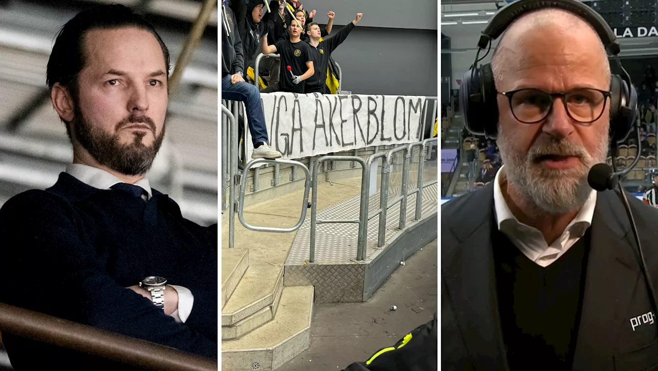 AIK-supporter skanderar 'Avgå Åkerblom' efter tre förlorade matcher