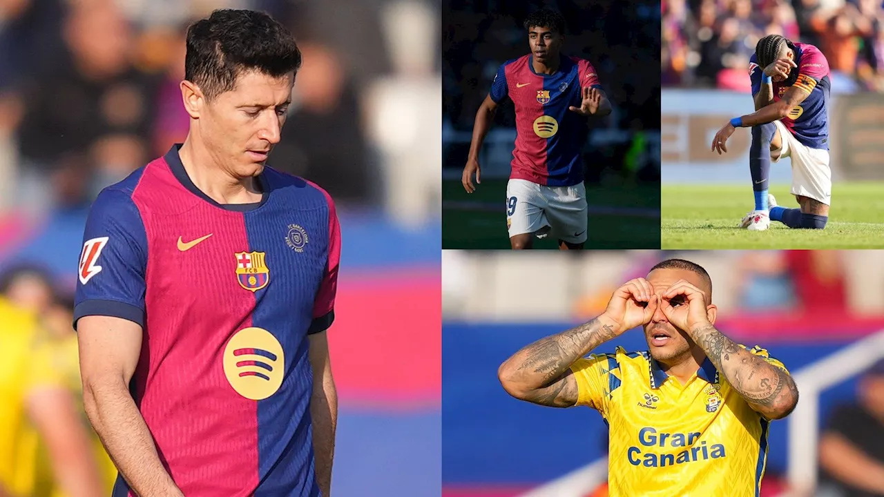 Barcelona player ratings vs Las Palmas: Not even Lamine Yamal can save Barca, as Robert Lewandowski completely shut down and Raphinha heroics count for nothing in damaging La Liga loss