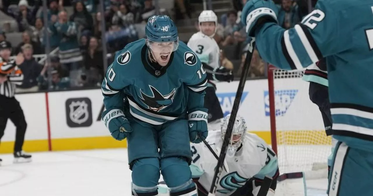 Klim Kostin's Gordie Howe hat trick helps Sharks beat Kraken 8-5