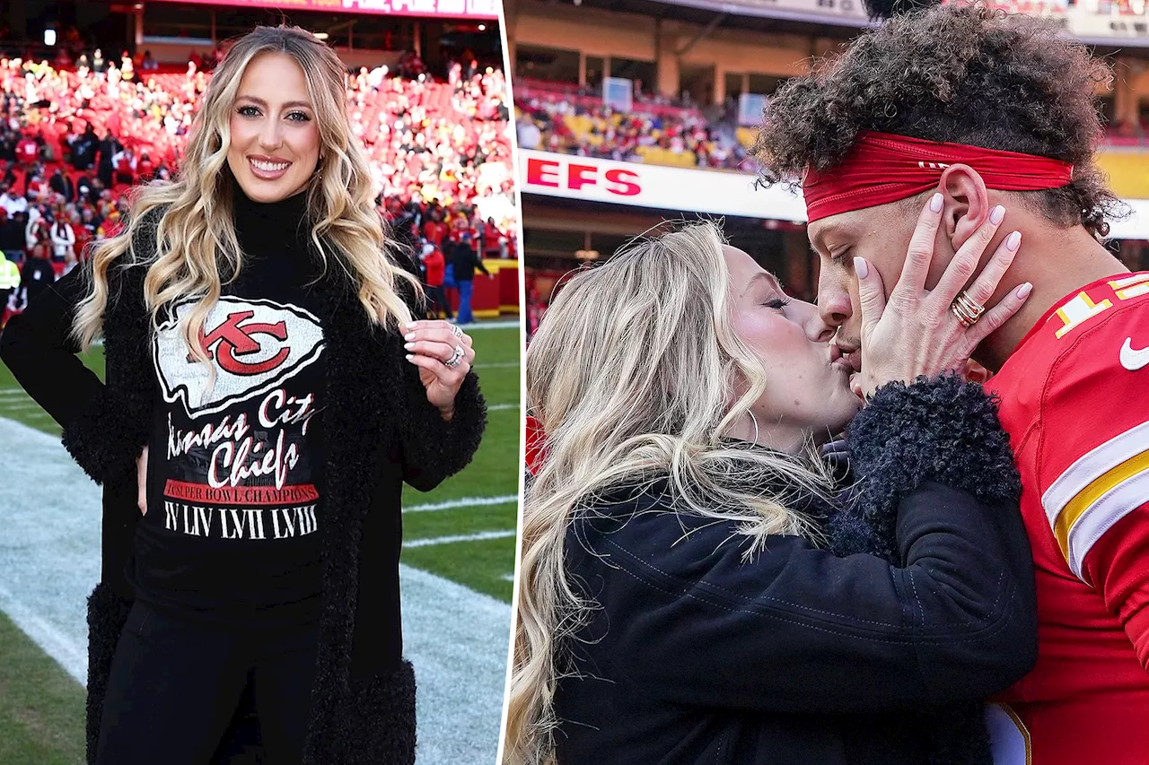 Pregnant Brittany Mahomes flaunts baby bump, packs on PDA with husband Patrick at Chiefs vs. Raiders game