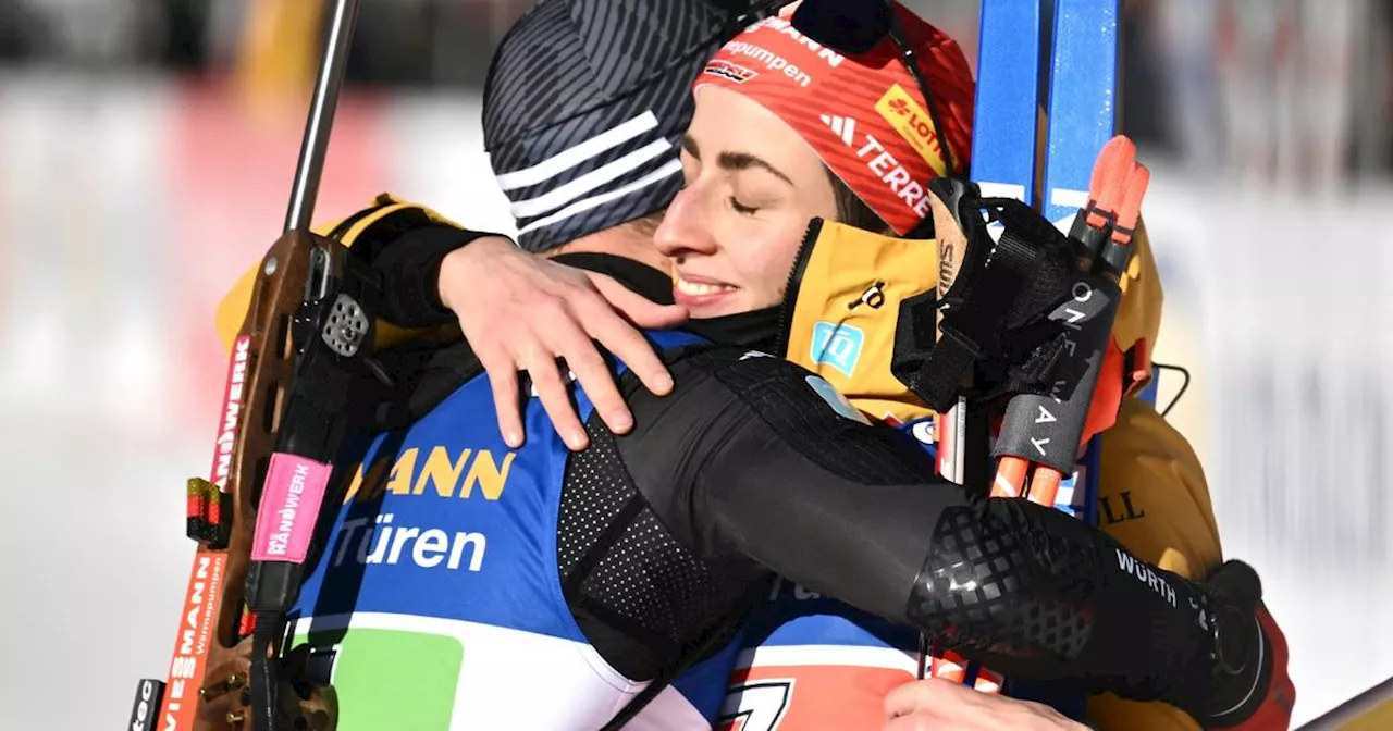 Biathlon: Deutsche Single-Mixed-Staffel auf dem Podest - Entscheidung im Fotofinish