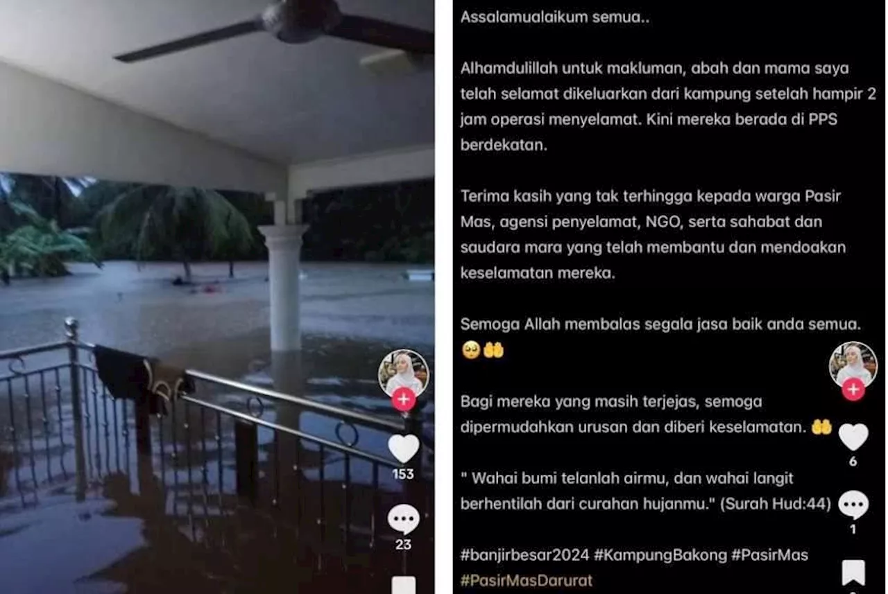 TikTok Users Seek Help for Flood-Stranded Families in Kelantan