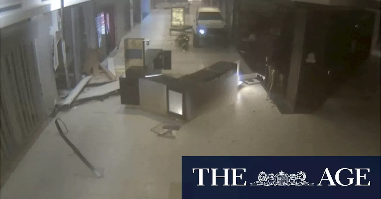 Thieves steal safe and destroy storefronts in shopping centre ram raid