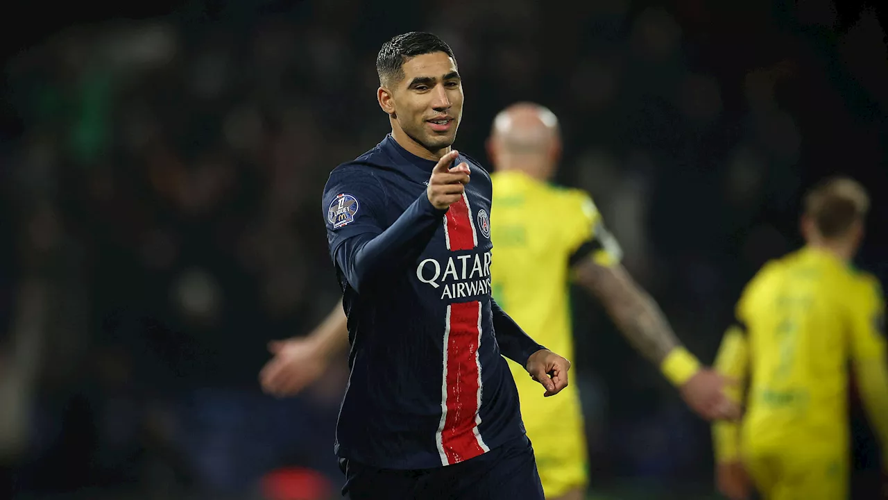 Paris Saint-Germain lijdt ondanks razendsnelle treffer Hakimi puntenverlies in de Ligue 1