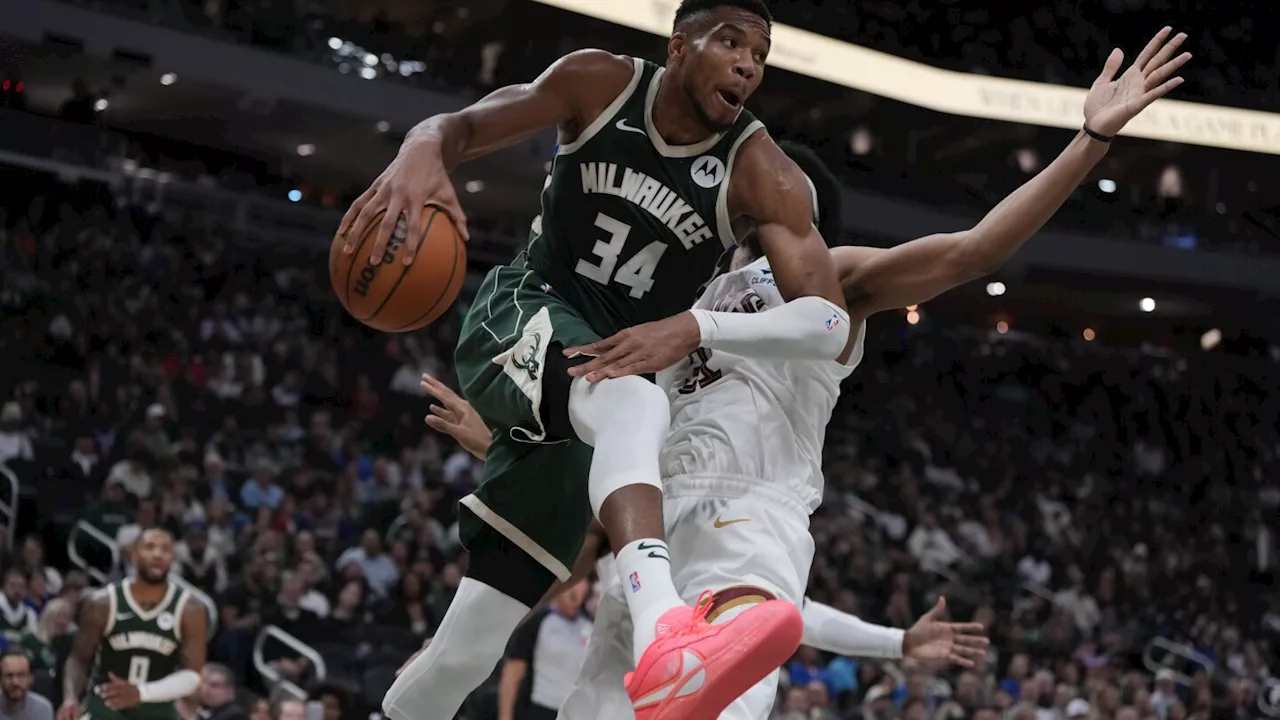 Bucks star Giannis Antetokounmpo out with muscle strain as Milwaukee visits unbeaten Cavaliers