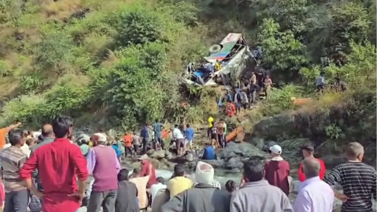 At least 36 dead after an overcrowded bus falls into a gorge in northern India