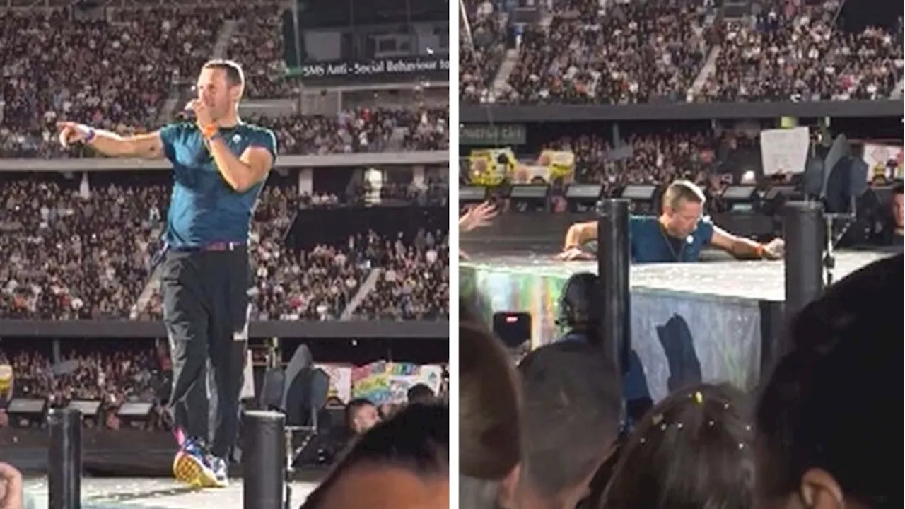 Chris Martin falls into hole in stage during Coldplay gig in Australia