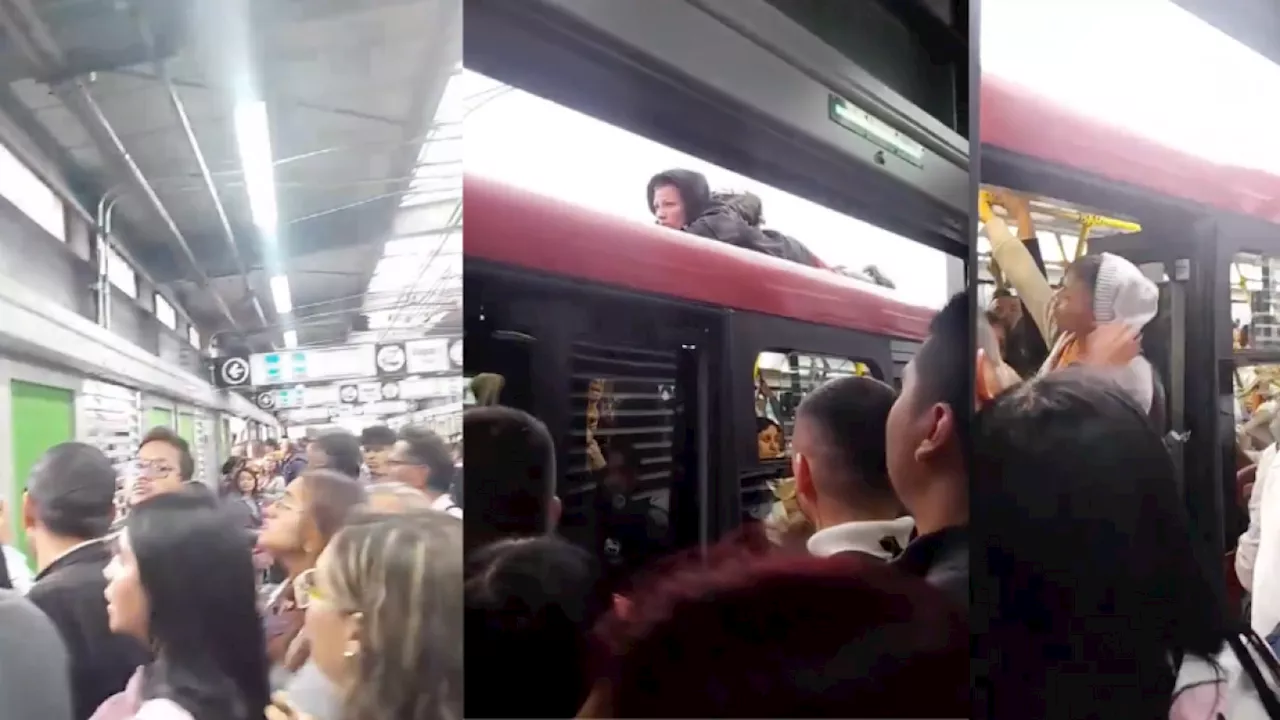 Bus de TransMilenio se encontraba tan lleno que un pasajero decidió subirse al techo del bus