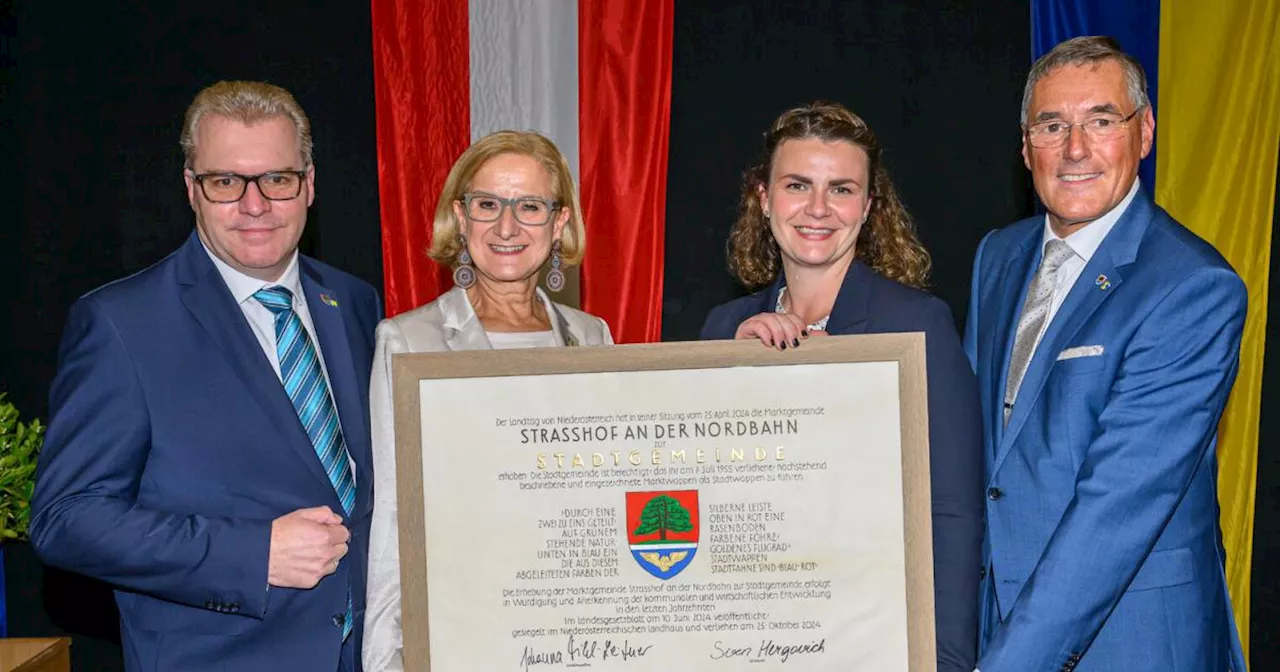 Strasshof wurde zur 77. Stadt Niederösterreichs erhoben