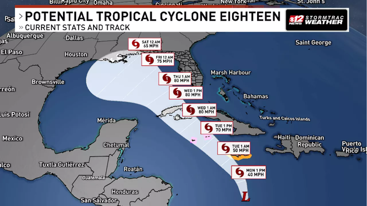 Advisories issued for Potential Tropical Cyclone 18 in Caribbean Sea