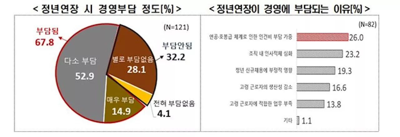 기업 10곳 중 7곳 ‘정년 연장 시 비용부담…퇴직후 재고용 선호’