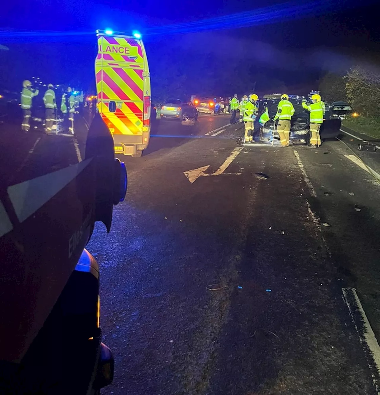 Emergency services called to 'serious' collision near Oswestry involving multiple vehicles