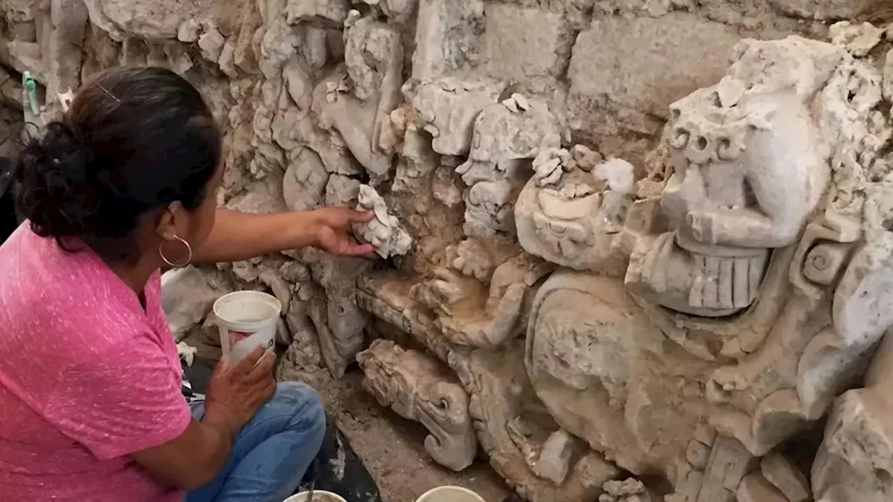 Archaeologists unearth rare serpent carvings depicting ‘powerful snake dynasty’ on ancient Mayan ball cou...