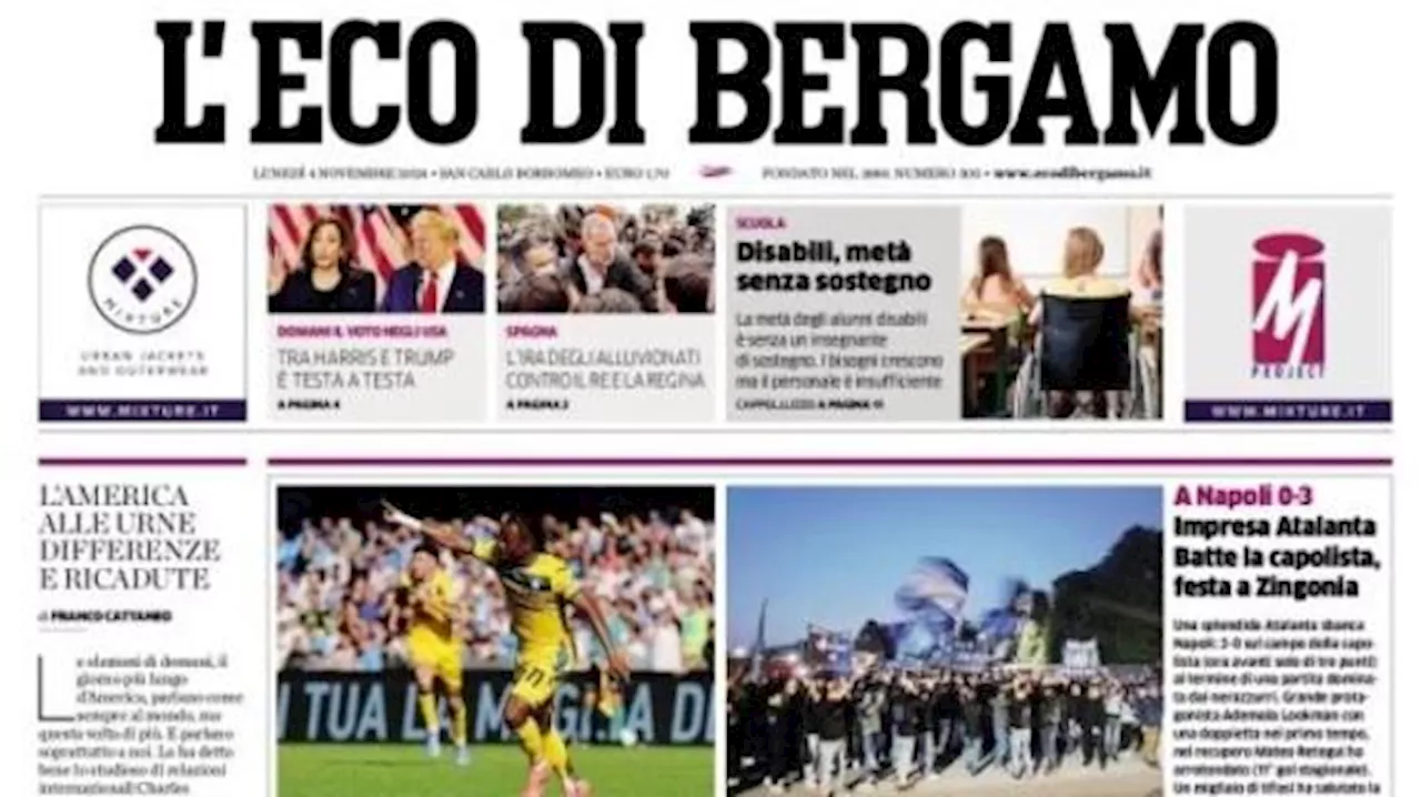 Lookman e Retegui trascinano la Dea, L'Eco di Bergamo sintetizza: 'Impresa Atalanta'