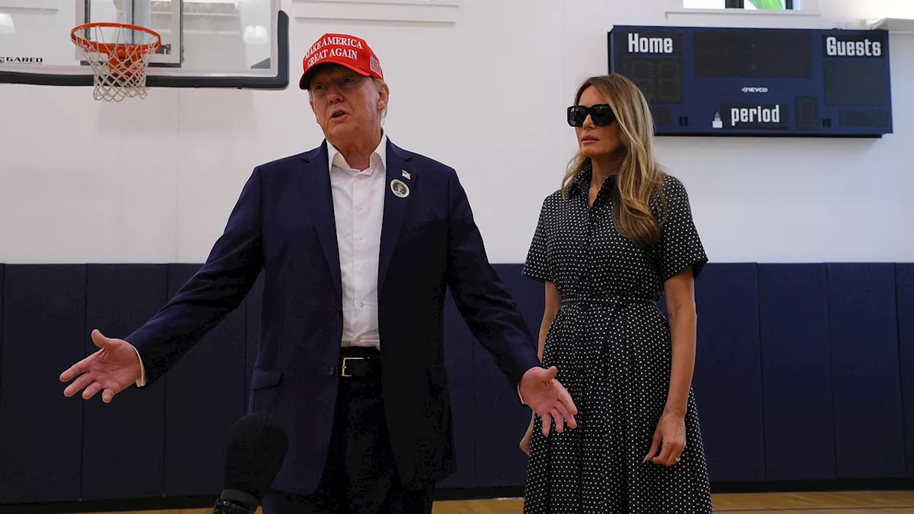 Trump votes with Melania in Palm Beach as he tears into ballot box chaos and says it's his best...