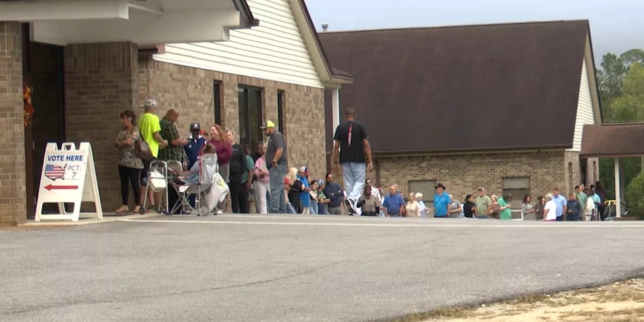 Voters in Escambia County line up Tuesday morning before polls open