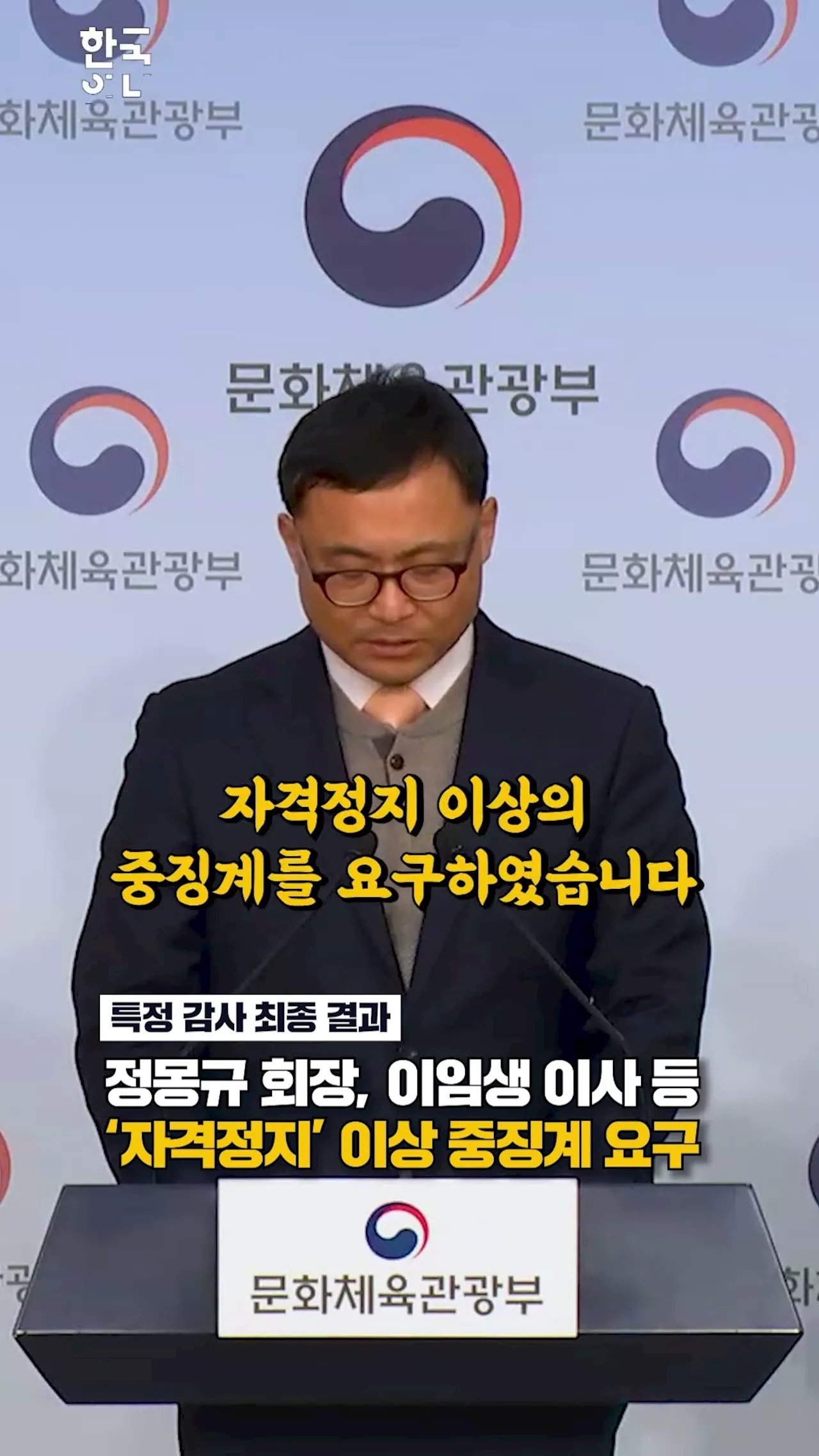 정몽규 진짜 ‘아웃’되나…문체부 대한축구협회 감사 결과 발표