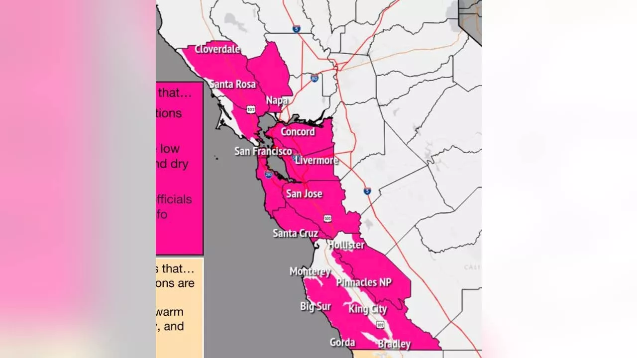 Red flag warning issued for Tuesday through early Thursday throughout the region