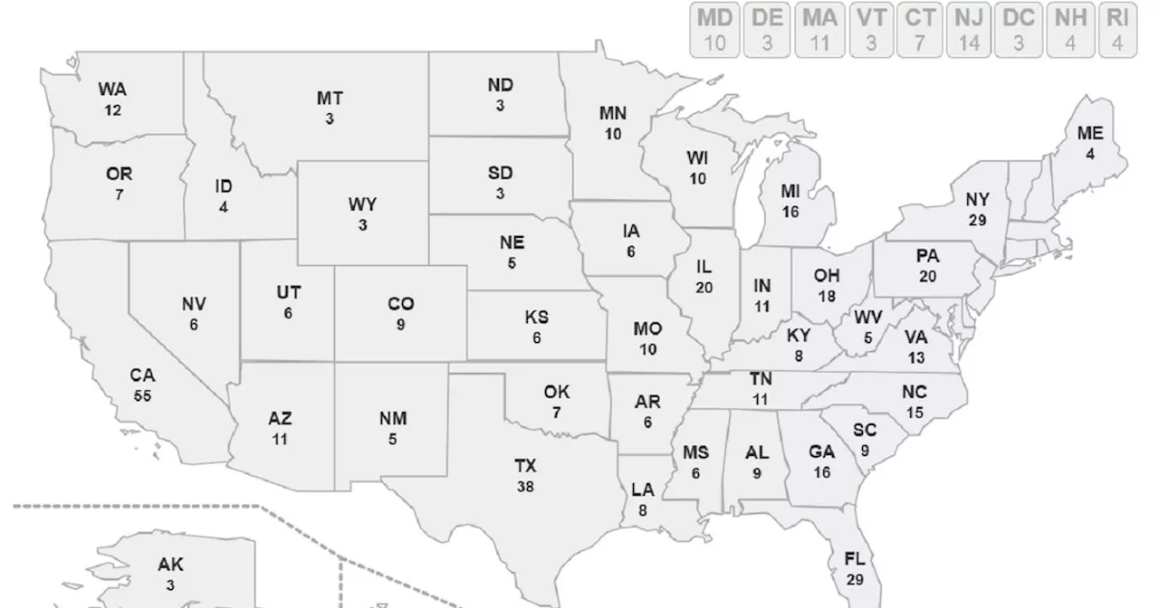 US election 2024 results live map by state and electoral votes total