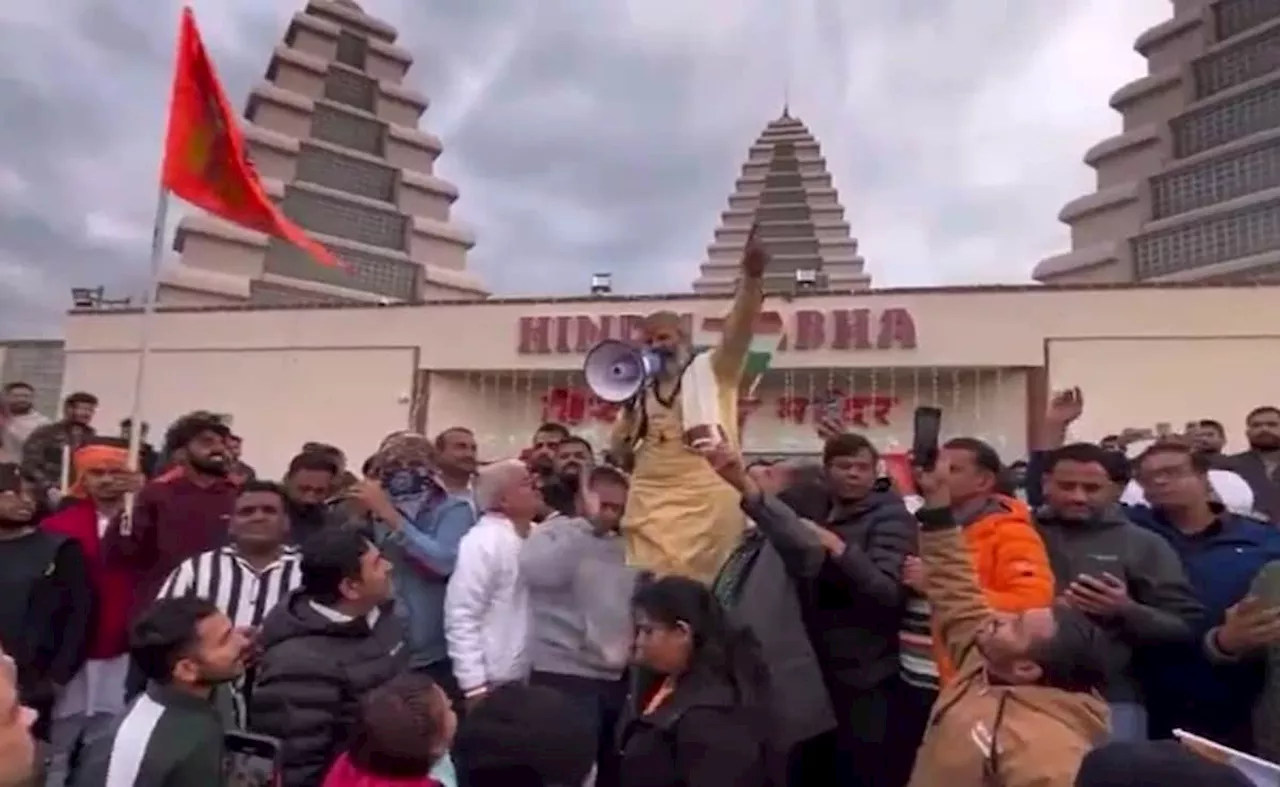 कनाडा में मंदिर के बाहर जुट रहे लोग, यहीं खालिस्&zwj;तानियों ने हिंदुओं पर चलाई थीं लाठियां