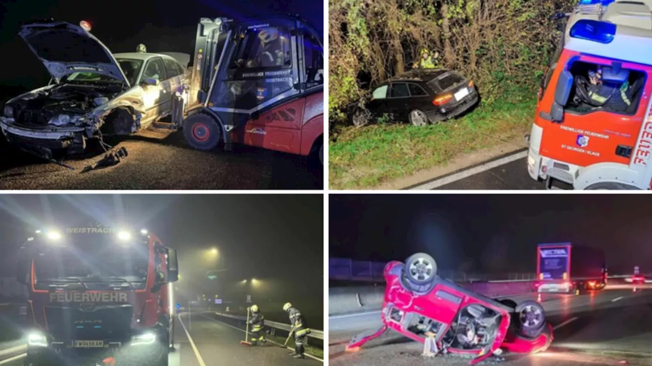 Reihe an Verkehrsunfällen forderte Feuerwehren im Bezirk Amstetten