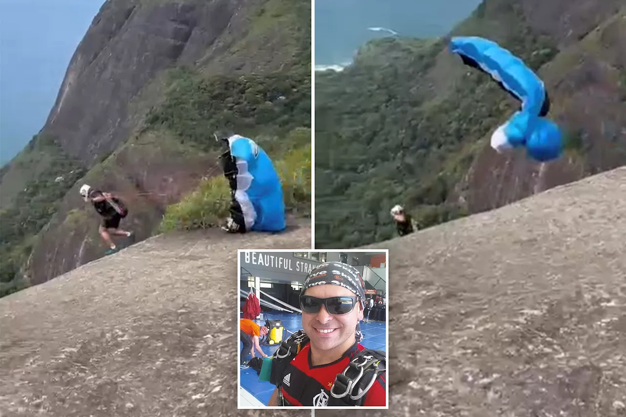 Chilling video shows skydiving instructor jumping off cliff before falling to his death