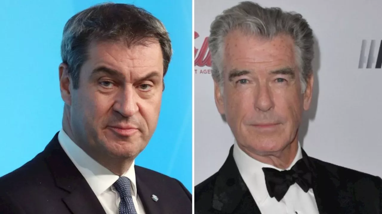 Markus Söder trifft Pierce Brosnan: Ministerpräsident besucht 'Cliffhanger 2'-Set