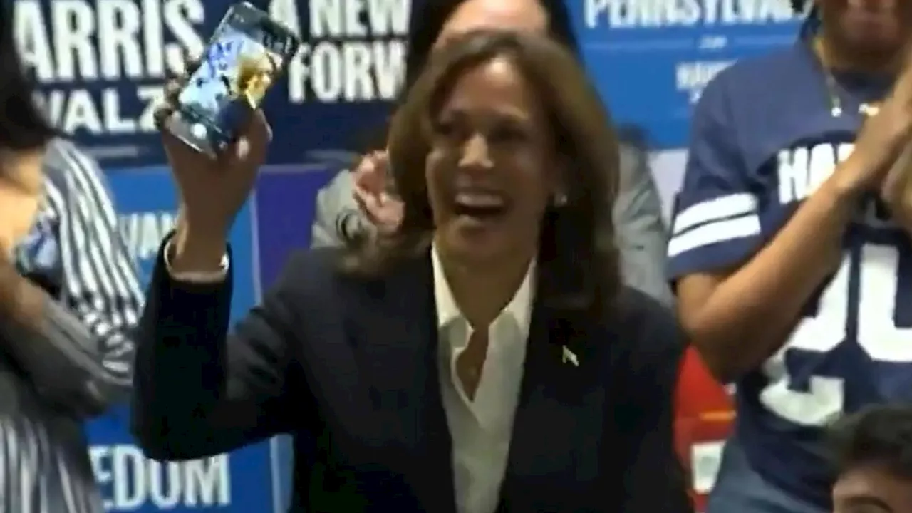 Kamala Harris accused of staging phone call to voter as she turns round mobile to reveal CAMERA in...