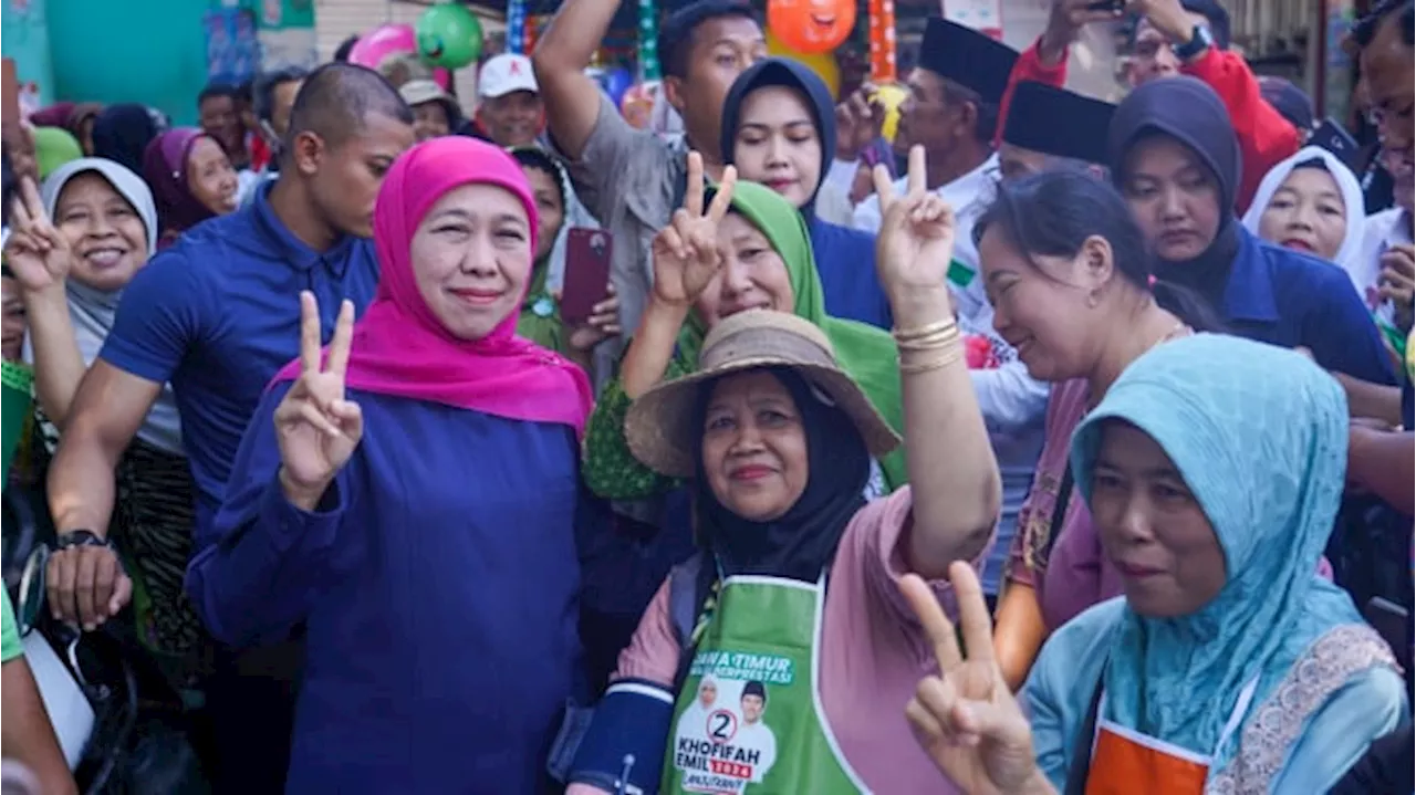 Pedagang Pasar Berbek Nganjuk Setia Pilih Khofifah-Emil di Pilkada Jatim