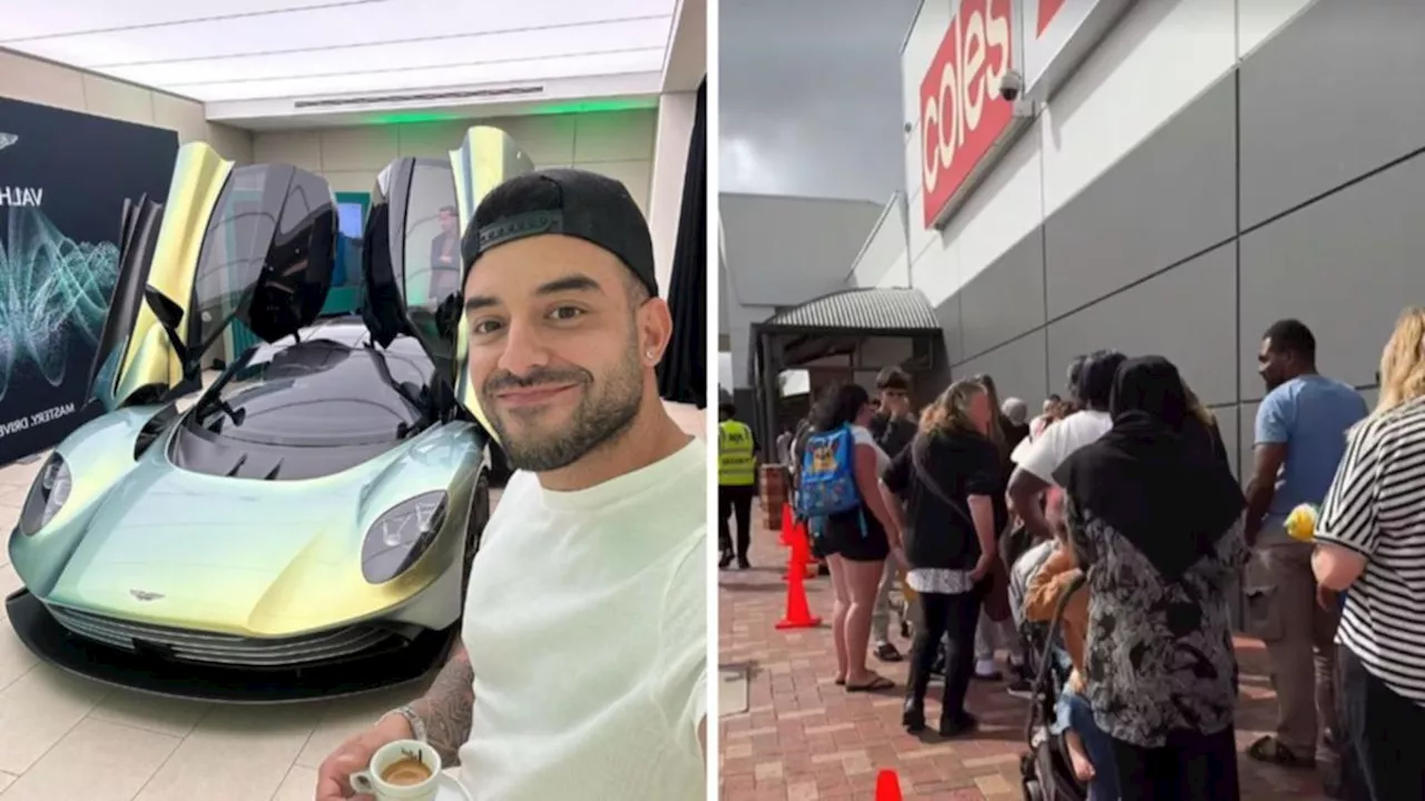 Billionaire Adrian Portelli handing out thousands of dollars worth of Coles vouchers to shoppers in Adelaide