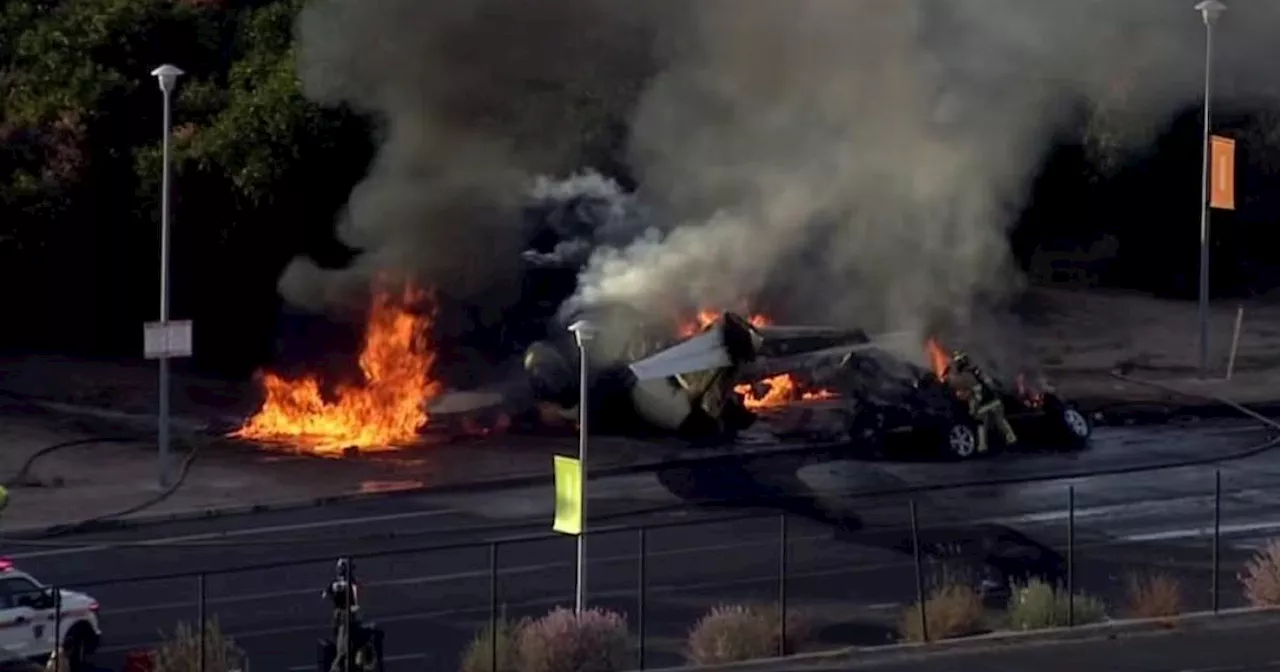 Small jet crashes into vehicle after taking off from suburban Phoenix airport, killing 5 people