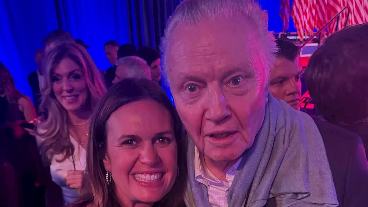 Angelina Jolie's father Jon Voight celebrates Donald Trump's election victory with Sarah Huckabee...