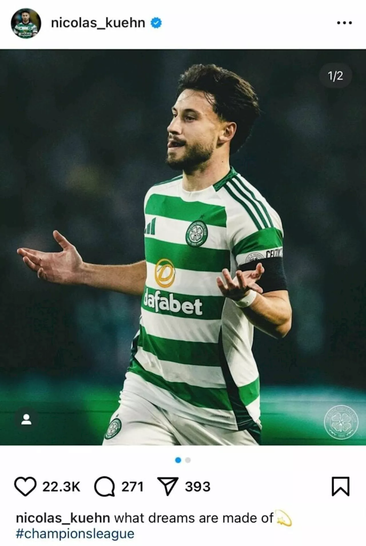 Nicolas Kuhn sends five-word message to Celtic fans