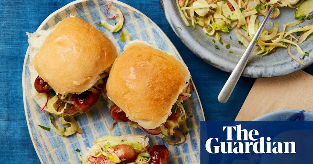 Georgina Hayden’s recipe for sausage baps with mustardy apple slaw