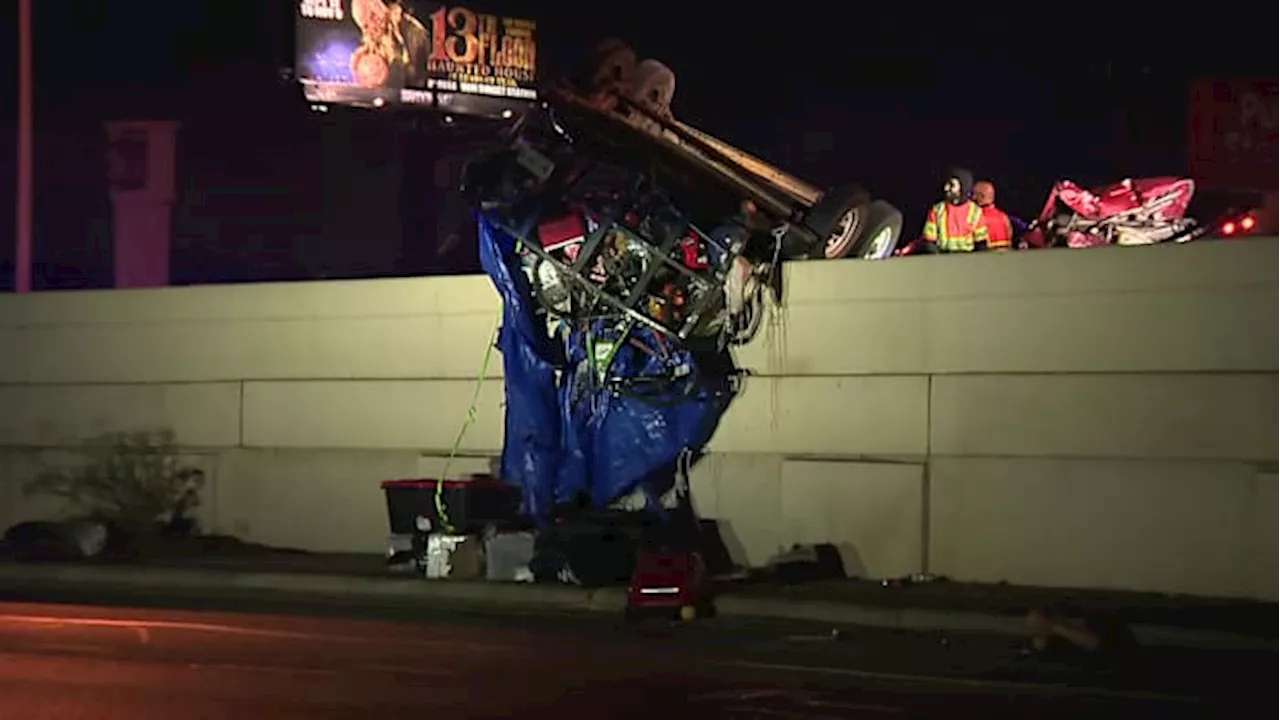 Trailer hauled by minivan flips over highway after collision with SUV on Northeast Side, SAPD says