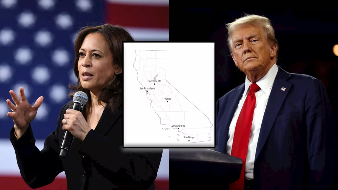 Trump-Harris Presidential Race: California county-by-county election results map