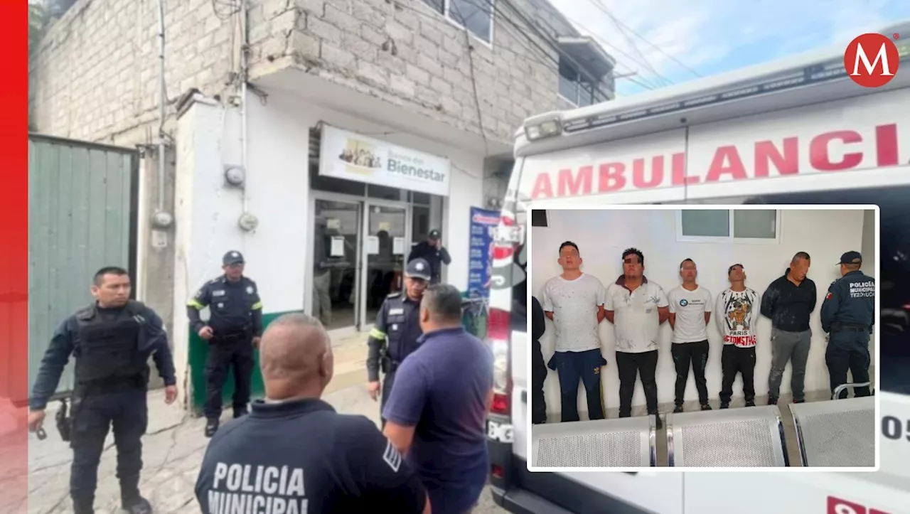 Detienen a 5 hombres por robo a Banco del Bienestar en Tezoyuca, Edomex