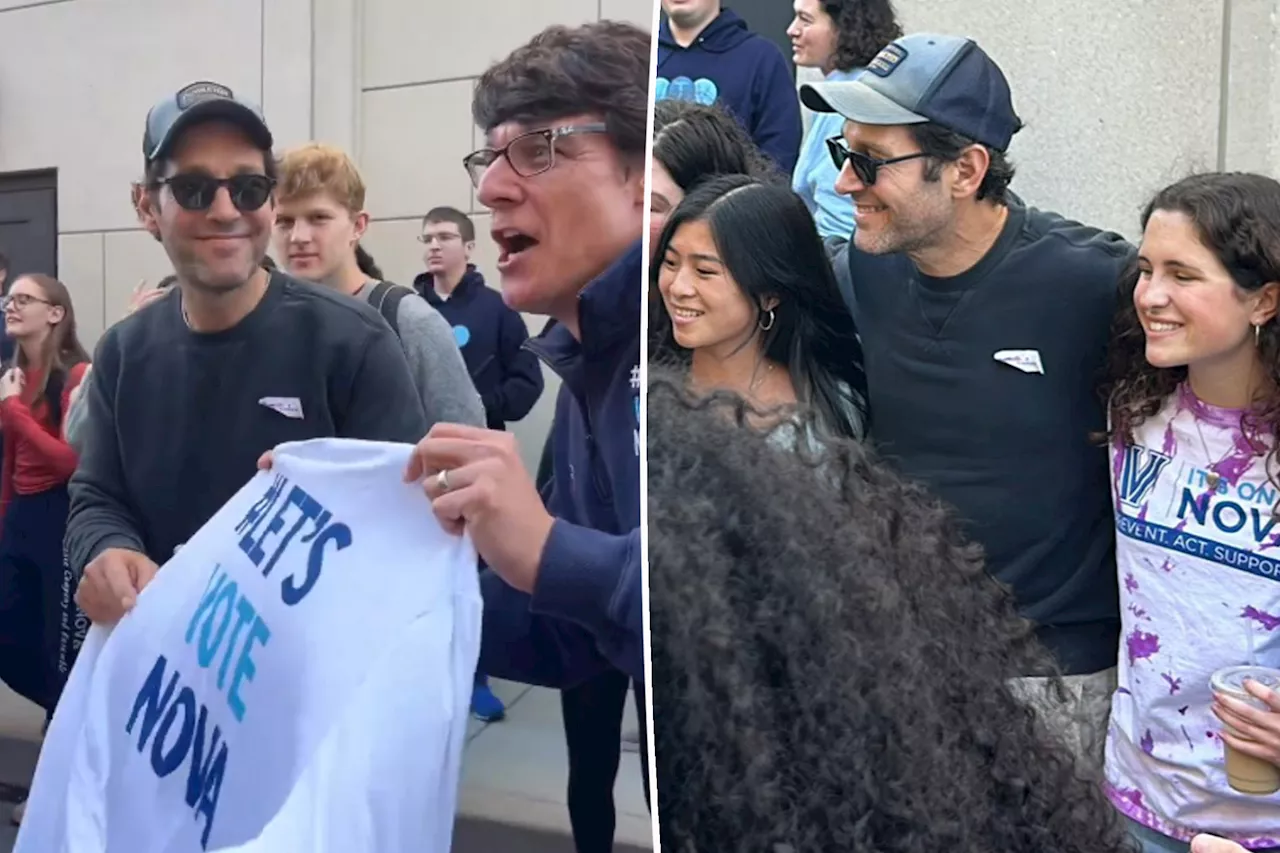 Paul Rudd hands out water and snacks to Pennsylvania voters in surprise Election Day appearance