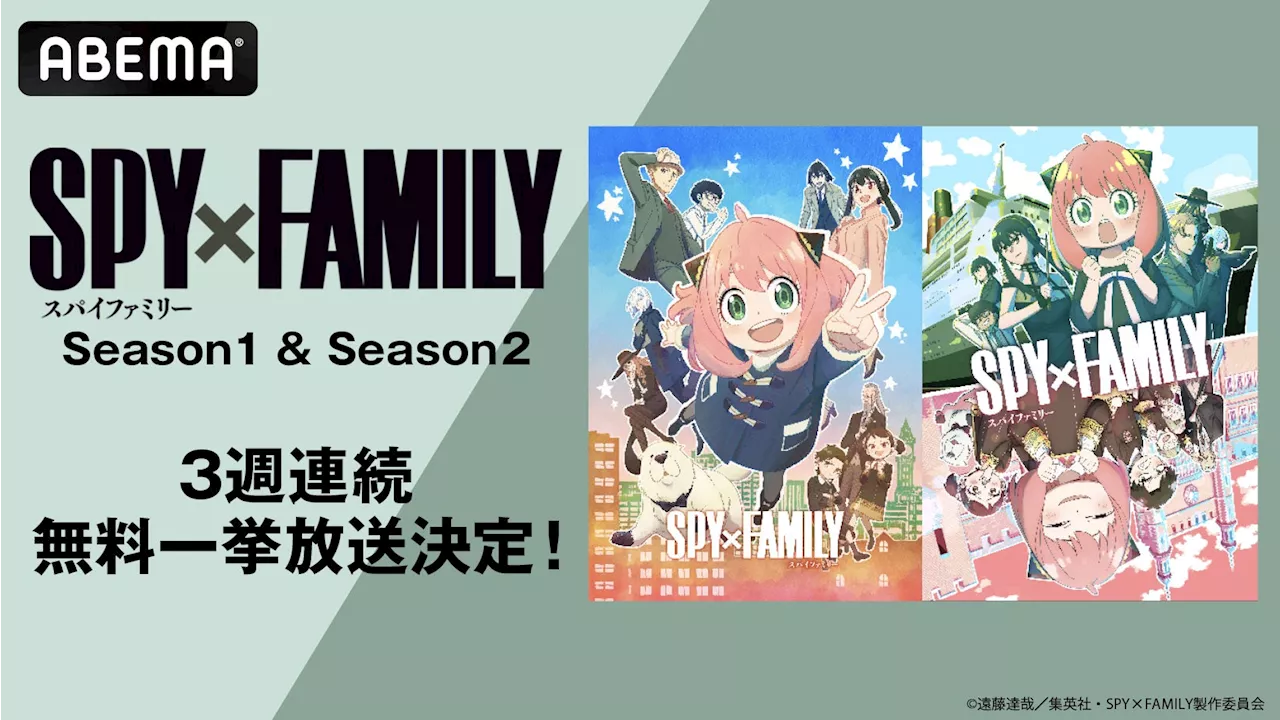 大人気スパイアクションコメディ『SPY×FAMILY』全37話、「ABEMA」で無料一挙放送決定！11月11日（月）より3週連続で順次無料一挙放送！