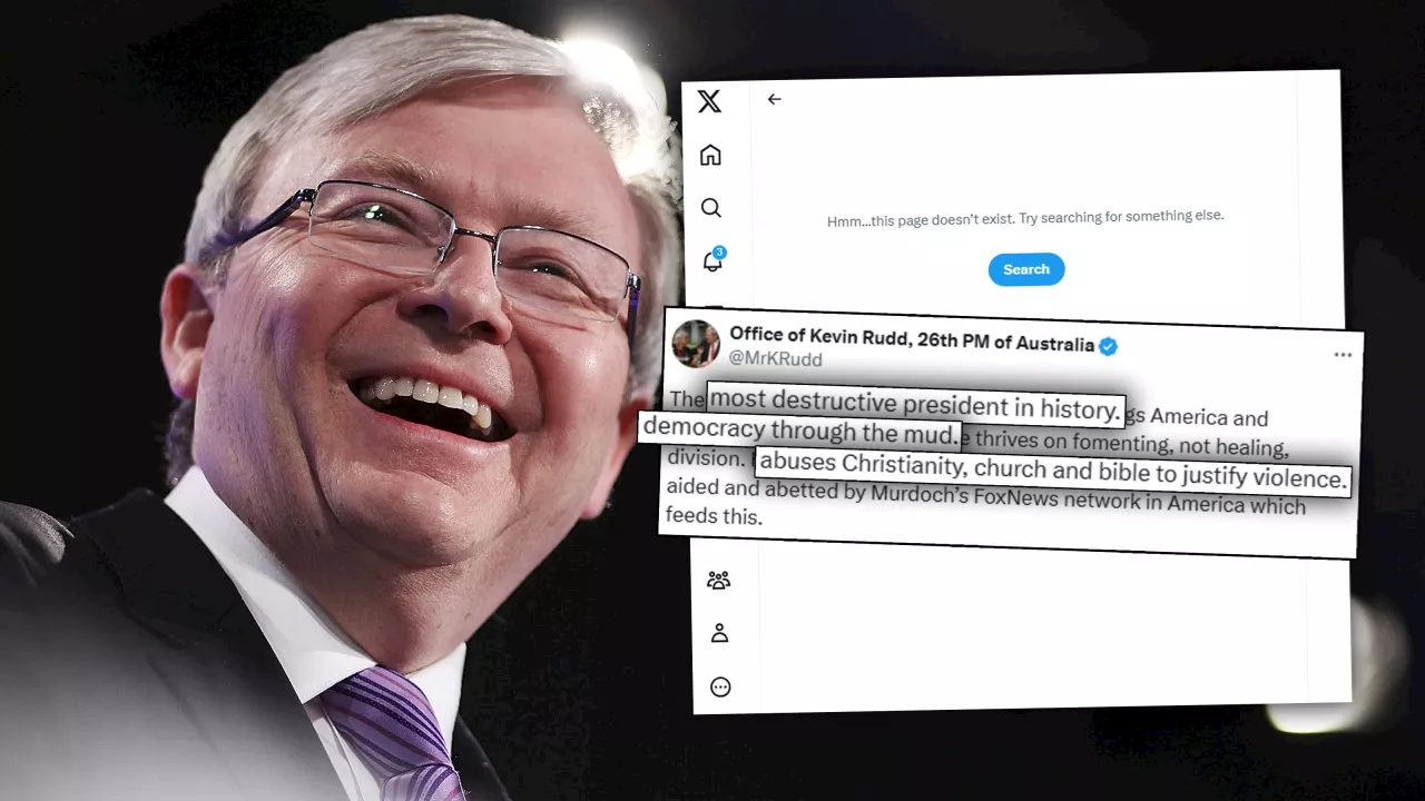 ‘Donald Trump is the most destructive president in history’: US Ambassador Kevin Rudd scrubs anti-Trump comments from social media