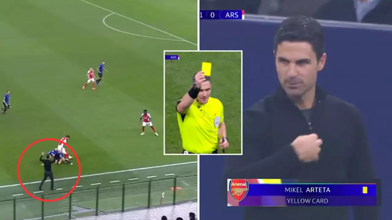 Fans in disbelief over what Mikel Arteta did to get yellow carded during Inter Milan clash