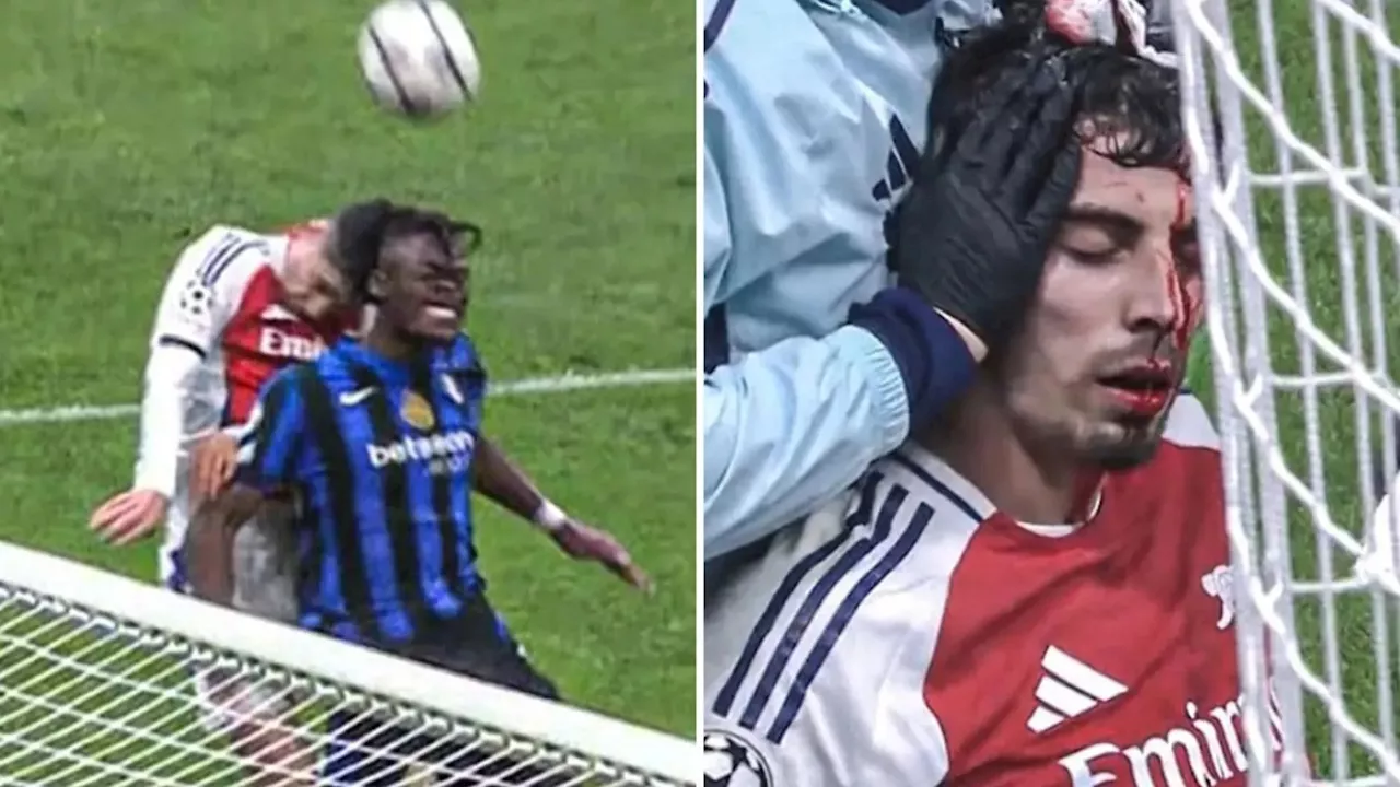 Kai Havertz left with blood pouring from his head after Arsenal star’s sickening clash of heads...