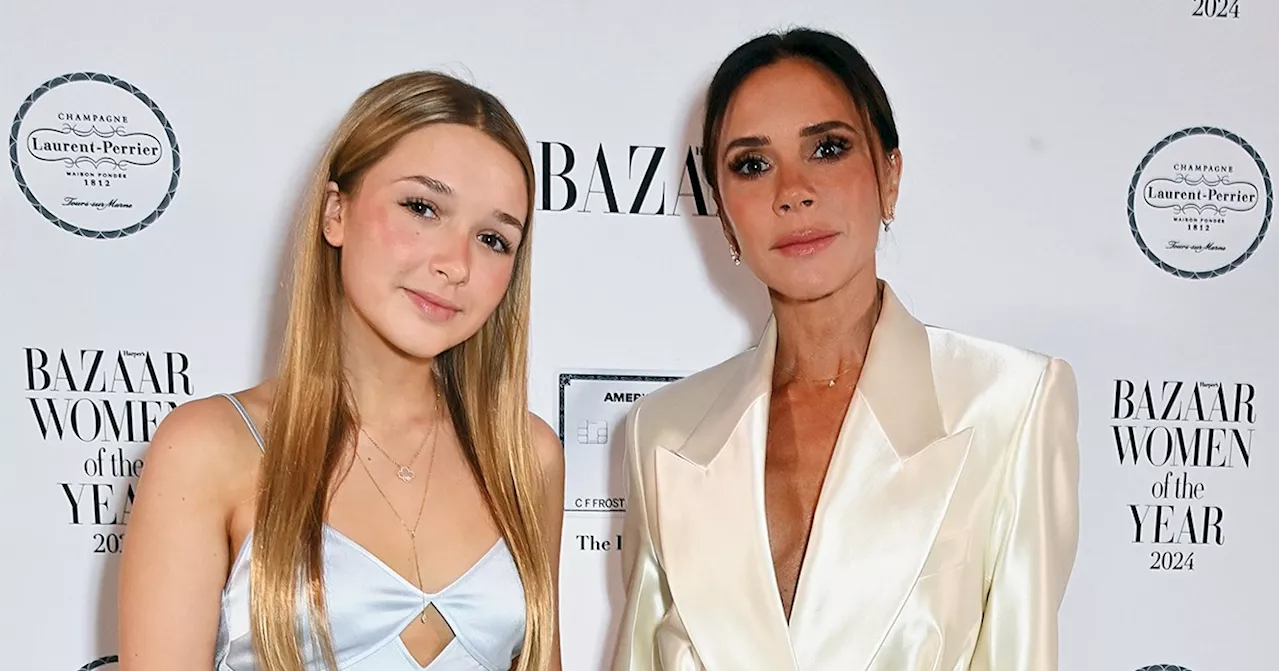 Victoria Beckham and Harper Twin in White at Harper’s Bazaar Awards