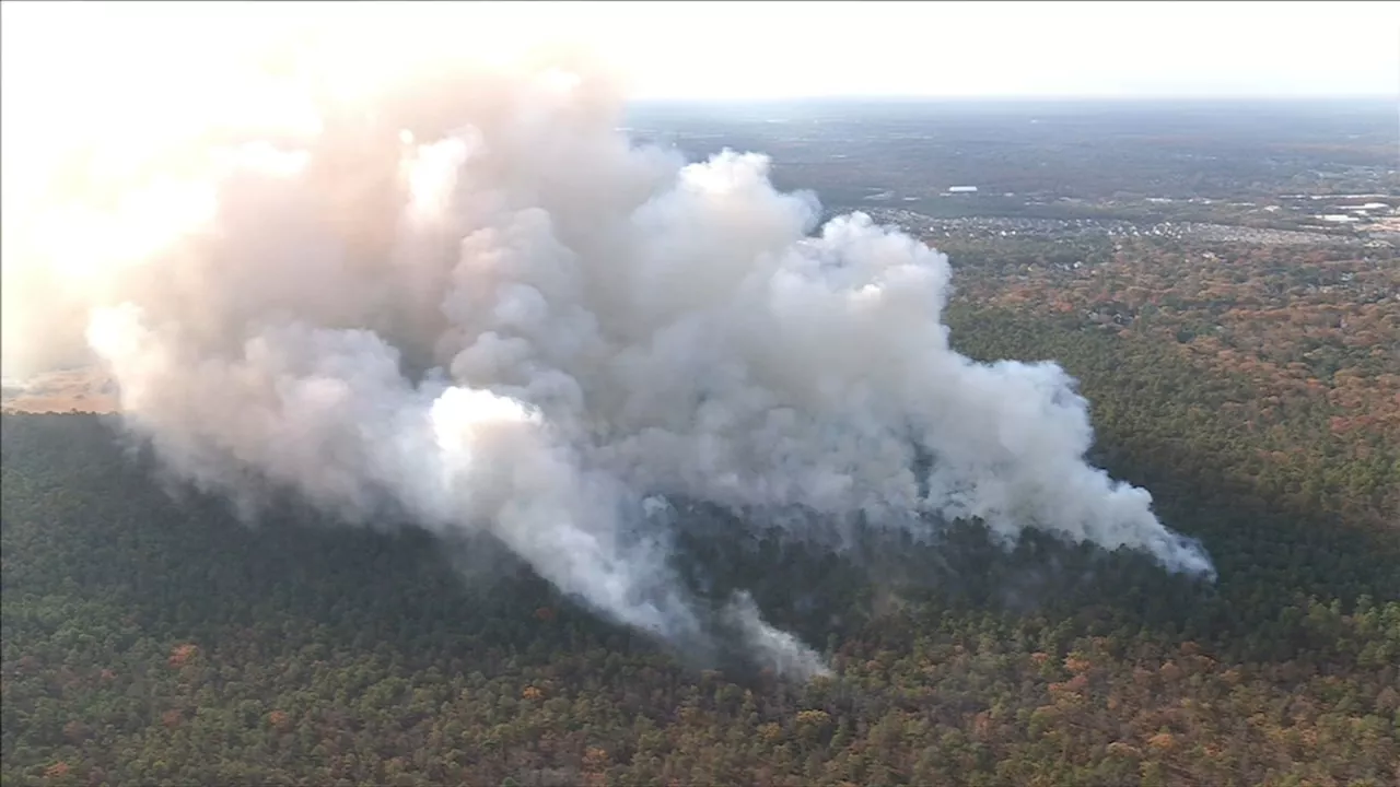 104 structures threatened, 12 evacuated as wildfire burns at border of Burlington, Camden counties