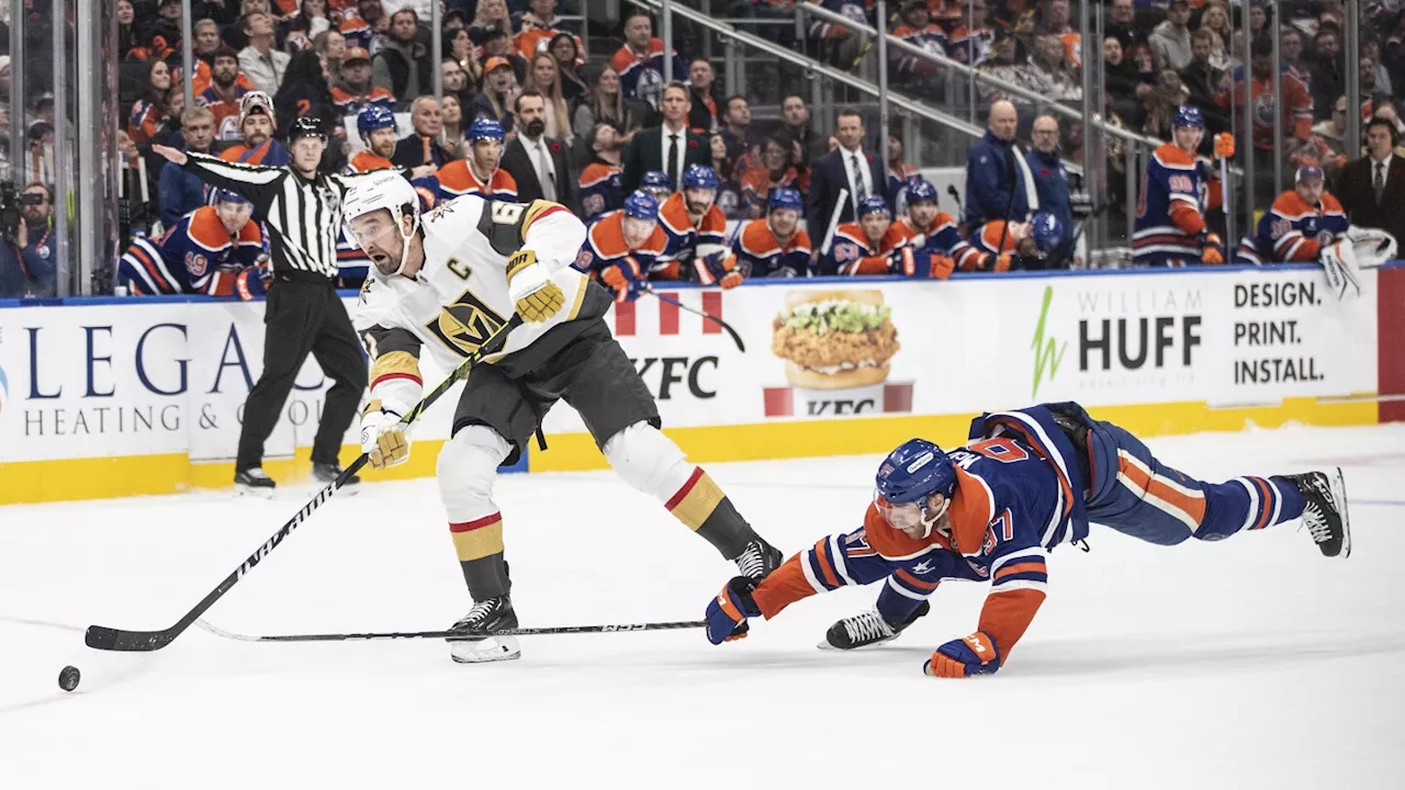 Hanafin scores 2 as Golden Knights rally to beat Oilers 4-2 in McDavid's return