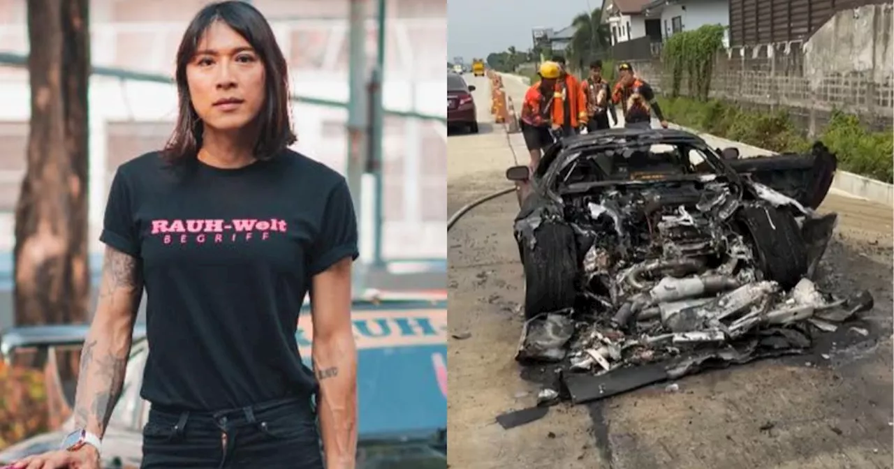 Angie Mead King's sports car catches fire at SLEX